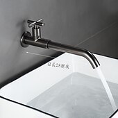 cheap Wall Mount-Wall Mounted Bathroom Sink Faucet, Brass Constructed Single Handle One Hole Long Reversible Spout Bath Mixer Taps for Bathroom Sink Tall Vessel in Black Chrome Antique Brass Silver