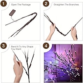 abordables 123496-1pc 20 LED branche de saule colorée, lumière de décoration de bouquet de fleurs, remplissage de vase à pieds hauts, branche de saule, fête des mères, noël, fête de mariage, guirlande lumineuse de