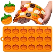 お買い得  ハロウィン-シリコンハロウィーン型: 18個のカボチャ型シリコン、各1.2インチ - ベーキングに最適 &amp;アンペア;冷凍、BPAフリー、シリコンかぼちゃ型、多用途、お祝いのおやつ、かぼちゃの形のお菓子に最適