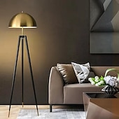 abordables lámpara de pie llevada-Lámpara de pie decorativa, trípode, luces de pie, lámpara de pie LED moderna de cobre, luz de pie de mediados de siglo con mesa para lámpara de pie de oficina 110-240v
