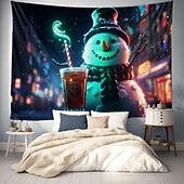 billiga jul gobeläng hängande-juldekorationer blacklight gobeläng uv reaktivt sken i mörkret snögubbe xmas trippy bar dimmigt hängande gobeläng väggkonst väggmålning för vardagsrum sovrum