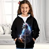 voordelige Meisjes 3D Dieren-Voor meisjes 3D Kat Trui met capuchon Jas Overkleding Lange mouw 3D-afdrukken Herfst Winter Actief Modieus leuke Style Kinderen 3-12 jaar Buiten Casual Dagelijks Normale pasvorm