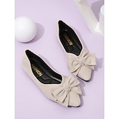 cheap Women&#039;s Flats-Women&#039;s Black Pointed Toe Flats with Bow – Elegant Slip-On Loafers for Ladies, Comfortable Casual Shoes for Work, Office, and Daily Wear