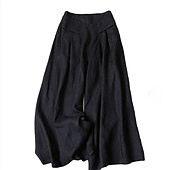 cheap Wide Leg &amp; High Waisted-Women&#039;s Normal Wide Leg Classic Flowy Full Length Natural Wide Leg Classic Basic Inelastic Causal Daily Wear Black White Yellow Navy Blue Fall Winter Loose Fit