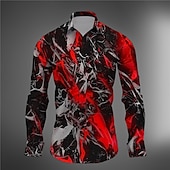 abordables Forme Géométrique-Homme 3D Print Formes Géométriques Chemise Chemise boutonnée manche longue Abstrait Usage quotidien Sortie Fin de semaine Automne hiver Col rabattu Imprimer Bouton bas Jaune Rouge Bleu Violet Vert