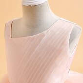 preiswerte Partykleider-kinderkleidung Mädchen Party Kleid Feste Farbe Ärmellos Formal Leistung Hochzeit Rüschen Elegant Prinzessin Baumwolle Maxi abendkleider Blumenmädchenkleid Frühling Herbst Winter 4-12 Jahre Wei