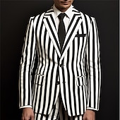 abordables Blazers Imprimés pour Hommes-Derby du Kentucky Homme Rayure manche longue Col Rabattu Affaires Travail Tenue de travail Sortir Boutons Imprimé Multi-poches