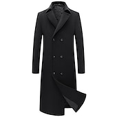 abordables Manteaux &amp; vestes-Homme Manteau d&#039;hiver Manteau laine Caban Entreprise Casual Printemps Automne Hiver Laineux Chaud Respirable Vêtements d&#039;extérieur Vêtement Tenue Décontractées Couleur unie Poche Col rabattu Double