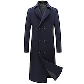 abordables Manteaux &amp; vestes-Homme Manteau d&#039;hiver Manteau laine Caban Entreprise Casual Printemps Automne Hiver Laineux Chaud Respirable Vêtements d&#039;extérieur Vêtement Tenue Décontractées Couleur unie Poche Col rabattu Double