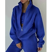  Women's Tracksuit Sweatsuit 2 Pieces Half Zip Fleece Pullover Warm Breathable Soft Sportswear Activewear Rosy Pink Light Green Blue Long Sleeve Athleisure Casual