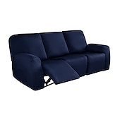 abordables Funda para sillón reclinable-Fundas reclinables impermeables, funda de sofá suave antideslizante color burdeos con bolsillo para sofá de 1/2/3/4 plazas, protector de muebles reclinables de jacquard elástico de licra lavable para