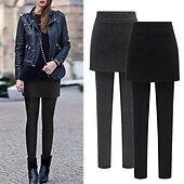 economico Leggings semplici-Per donna Ghette Di tendenza Streetwear Lunghezza intera Vita alta Liscio 2 in 1 Taglio alto Tenere al caldo Morbido Comodo Media elasticità Esterno Strada Giornaliero Grigio chiaro Grigio scuro Nero