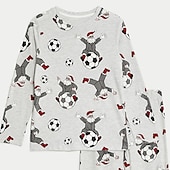 billiga Pojkens 3D Sporter &amp; Spel-Pojkar 3D jultomten Fotboll Julpyjamas Juluppsättningar Pyjamasset Långärmad 3D-tryck Höst Vinter Aktiv Häftig Dagligen Barn 3-12 år Rund hals Hem Casual Inomhus Normal
