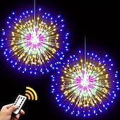voordelige Batterij String Lights-0,3 m Verlichtingsslingers 200 LEDs EL Warm wit Koel wit Blauw Vuurwerk / Starburst Lights Vakantie Bruiloft Kerst decoratie 5 V