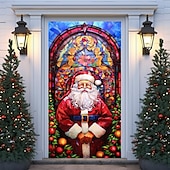 cheap Christmas Door Covers-Christmas Door Decorations Santa Reindeer Door Covers Door Tapestry Door Curtain Decoration Xmas Backdrop Door Banner for Front Door Holiday Party Decor Supplies