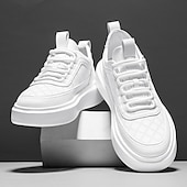 cheap Men&#039;s Sneakers-Men&#039;s Sneakers Plus Size Height Increasing Shoes Dad Shoes Running Walking Sporty Casual Outdoor Daily Mesh PU Breathable Height Increasing Lace-up White brown White Spring Fall