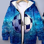billiga Pojkens 3D Sporter &amp; Spel-Pojkar 3D Fotboll Huvtröja och byxor Set Långärmad 3d-utskrivning Höst Vinter Aktiv Mode Häftig Polyester Barn 3-12 år Utomhus Gata Semester Normal