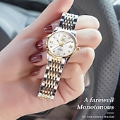cheap Mechanical Watches-OLEVS 6673 Fashion Business Silver Stainless Steel Women Mechanical Watches Top Brand Luxury Waterproof Automatic Watch