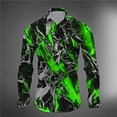 abordables Forme Géométrique-Homme 3D Print Formes Géométriques Chemise Chemise boutonnée manche longue Abstrait Usage quotidien Sortie Fin de semaine Automne hiver Col rabattu Imprimer Bouton bas Jaune Rouge Bleu Violet Vert