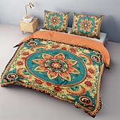preiswerte Bettbezug-Sets-Bohemian-Mandala-Baumwoll-Bettwäsche-Set, leicht und weich, 2/3-teiliges Set, geeignet für Erwachsene und Kinder, Baumwoll-Bettwäsche-Set, King-Size-Bett, Bettbezug