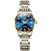 cheap Mechanical Watches-OLEVS 6673 Fashion Business Silver Stainless Steel Women Mechanical Watches Top Brand Luxury Waterproof Automatic Watch