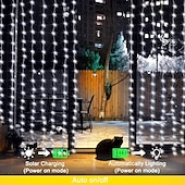 economico Striscie luci ad energia solare-1 confezione da 300/200/100 led per tende solari da esterno, telecomando, 8 modalità di illuminazione, lucine, IP65 impermeabile, luci in filo di rame, feste di Natale, matrimoni, casa, camera da