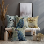 billige dyrestil-vintage peacock dobbel sideputetrekk 1 stk mykt putetrekk putetrekk til sofa soverom stue overlegen kvalitet maskinvaskbar