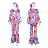 billige Antrekk-Retro / vintage 1980erne Sjokkrosa Drakter قميص Bell Bottoms bukser Hippie dukke Dame Maskerade Fest / aften Pride-parade Pride måned Voksne Topp Bukser Pannebånd