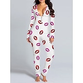 cheap Sleepwear-Women&#039;s  Onesie Heart Leopard Casual Comfort Soft Home Bed  Breathable V Wire Long Sleeve Fall Winter Home Outfits