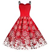 billige Julefestkjole-julenissen Mrs.Claus Fancy julekjole Dame Jul Maskerade julaften 1950-tallet Voksne Fest Jul Kjole