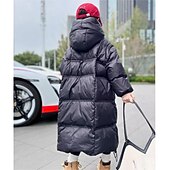 cheap Outerwear-Kids Girls&#039; Down Coat Kids Puffer Jacket Active Pocket School Coat Outerwear 4-13 Years Winter Black Purple
