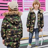 billiga Pojkars dunjacka och parka-Barn Pojkar Ner Hoodiejacka Ytterkläder Pufferjacka för barn Ensfärgat Långärmad Dragkedja Täcka Ledigt Bomull Förtjusande Dagligen Svart Armégrön Vår Höst 7-13 år