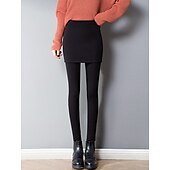 economico Leggings semplici-Per donna Ghette Di tendenza Streetwear Lunghezza intera Vita alta Liscio 2 in 1 Taglio alto Tenere al caldo Morbido Comodo Media elasticità Esterno Strada Giornaliero Grigio chiaro Grigio scuro Nero