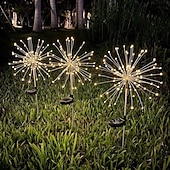economico Luci paesaggistiche-1 confezione di fuochi d&#039;artificio decorativi natalizi a 8 funzioni ad energia solare, luce da prato montata a pavimento, matrimonio festivo, lampada decorativa impermeabile per esterni di Halloween
