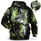 abordables Sudaderas con capucha para hombre-Hombre Animal Lobo Sudadera Sudaderas Sudadera Manga Larga Sudadera con capucha Con Capucha Diario Impresión 3D Festivos Noche Ropa de calle Rojo Azul Piscina Estampado Primavera &amp; Otoño Diseñador