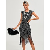 olcso Ruhák-Ordító 20-as évek 1920-as évek Koktélruha Flapper ruha Ruhák Karácsonyi party ruha A nagy Gatsby Charleston Esküvői Vendég Flitter Rojt Jelmez Női Karácsony Mindszentek napja Farsang Farsang Esküv