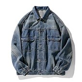 cheap Men&#039;s Graphic Jackets &amp; Coats-Men&#039;s Motorcycle Skulls Coat Jean Jacket Denim Jacket Breathable Comfortable Casual Sports &amp; Outdoor Going out Weekend Buttons Print Fall &amp; Winter Turndown Long Sleeve Black Blue