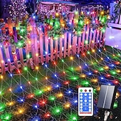 Недорогие Солнечные струнные светильники-3M Гирлянды 192 светодиоды EL Тёплый белый Разные цвета Светодиодные сетчатые гирлянды Хэллоуин Работает от солнечной энергии Рождественские украшения 24 V