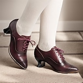 ieftine Oxfords de Damă-Pentru femei Pantofi pumps Sandale Oxfords Bullock Pantofi Mărime Plus Size Pantofi de epocă Petrecere Zilnic Elimina Toc Mic Elegant Epocă Modă Imitație Piele Roșu Închis Negru Alb