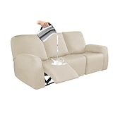 abordables Funda para sillón reclinable-Fundas reclinables impermeables, funda de sofá suave antideslizante color burdeos con bolsillo para sofá de 1/2/3/4 plazas, protector de muebles reclinables de jacquard elástico de licra lavable para