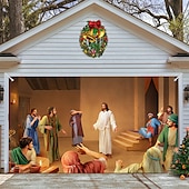お買い得  屋外装飾-クリスマスガレージドアバナー、屋内屋外クリスマス休暇、幸せな背景、装飾カバー、クリスマス新年あけましておめでとうございますバナー、大型ドアカバー、クリスマス装飾