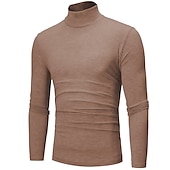 cheap Basic T shirts-Men&#039;s T Shirt Long Sleeve Shirt Mock Turtleneck Long Sleeve Rolled collar Plain Vintage Essential Street Black White Navy Blue Top Tee for Men