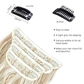 preiswerte Clip-in-Erweiterungen-Synthetische Erweiterungen Clips Synthetische Haare Lang Haar-Verlängerung Einclipsen 4 Stück Weich Hitze Resistent Flauschige Damen