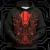 economico Pattern 3D-Per uomo Grafico Alieno Tecnologia Felpa con Cappuccio Felpe con cappuccio Felpa Moda Quotidiano Essenziale Casual Manica Lunga Con Cappuccio Vacanza Sport all'Aperto Ferie Abbigliamento casual alla