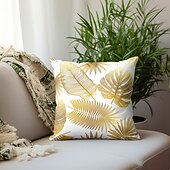 economico stile floreale e vegetale-1 federa per cuscino in velluto, motivo floreale&amp;amp;Piante Classiche Pastorali Quadrate Tradizionali Classiche Cuscini Da Esterno Per Divano Divano Letto Poltroncine Dorate
