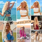 cheap Synthetic Trendy Wigs-Long Platinum Blonde Wig  28 Inch Natural Wavy Blonde Wig Middle Part Blonde Wig Synthetic Hair Blonde Wigs For Women