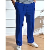 お買い得  スウェットパンツ-男性用 スウェットパンツ ジョガー ズボン ストレートレッグスウェットパンツ プリーツパンツ ドローストリング 弾性ウエスト 平織り 履き心地よい 高通気性 アウトドア 日常 お出かけ ファッション カジュアル ブラック ホワイト