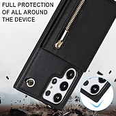 Недорогие Чехлы для Samsung-телефон Кейс для Назначение SSamsung Galaxy S24 S23 S22 S21 S20 Ultra Plus FE Note 20 Ultra 10 Plus S25 Ультра Кейс на заднюю панель Кошелек для карт со стендом Молния с ремешком ТПУ Кожа PU
