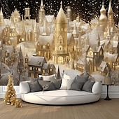 Недорогие рождественский гобелен висит-белый зимний снежный город подвесной гобелен настенное искусство большой гобелен фреска декор фотография фон одеяло занавеска дом спальня гостиная украшение