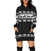 olcso Vicces karácsonyi pulóverek és pulóverek-Karácsony Mikulás Ruhák Kapucnis felsőrész Pullover Klasszikus Alap Kawaii Kompatibilitás Női Felnőttek Karácsony Újév 3D nyomtatás Hétköznapi